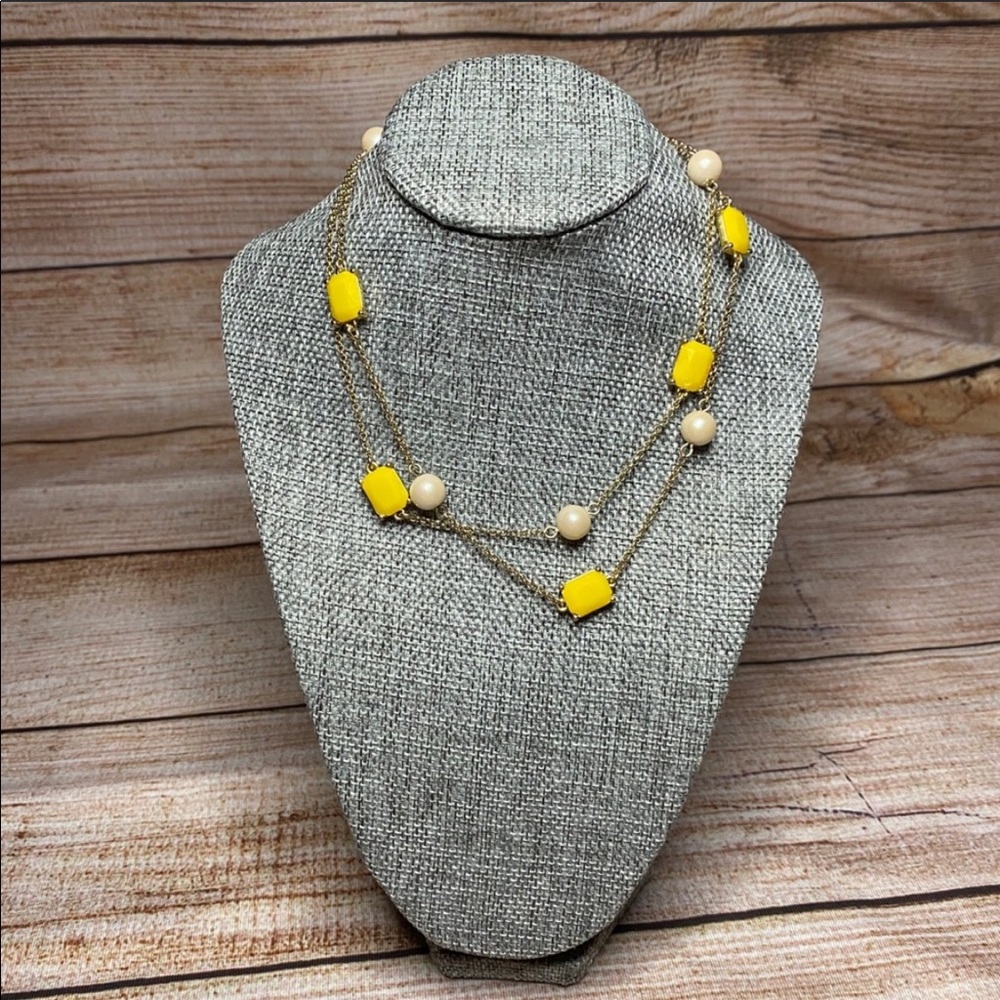 Kate Spade Geometric Beaded Yellow/White Necklace